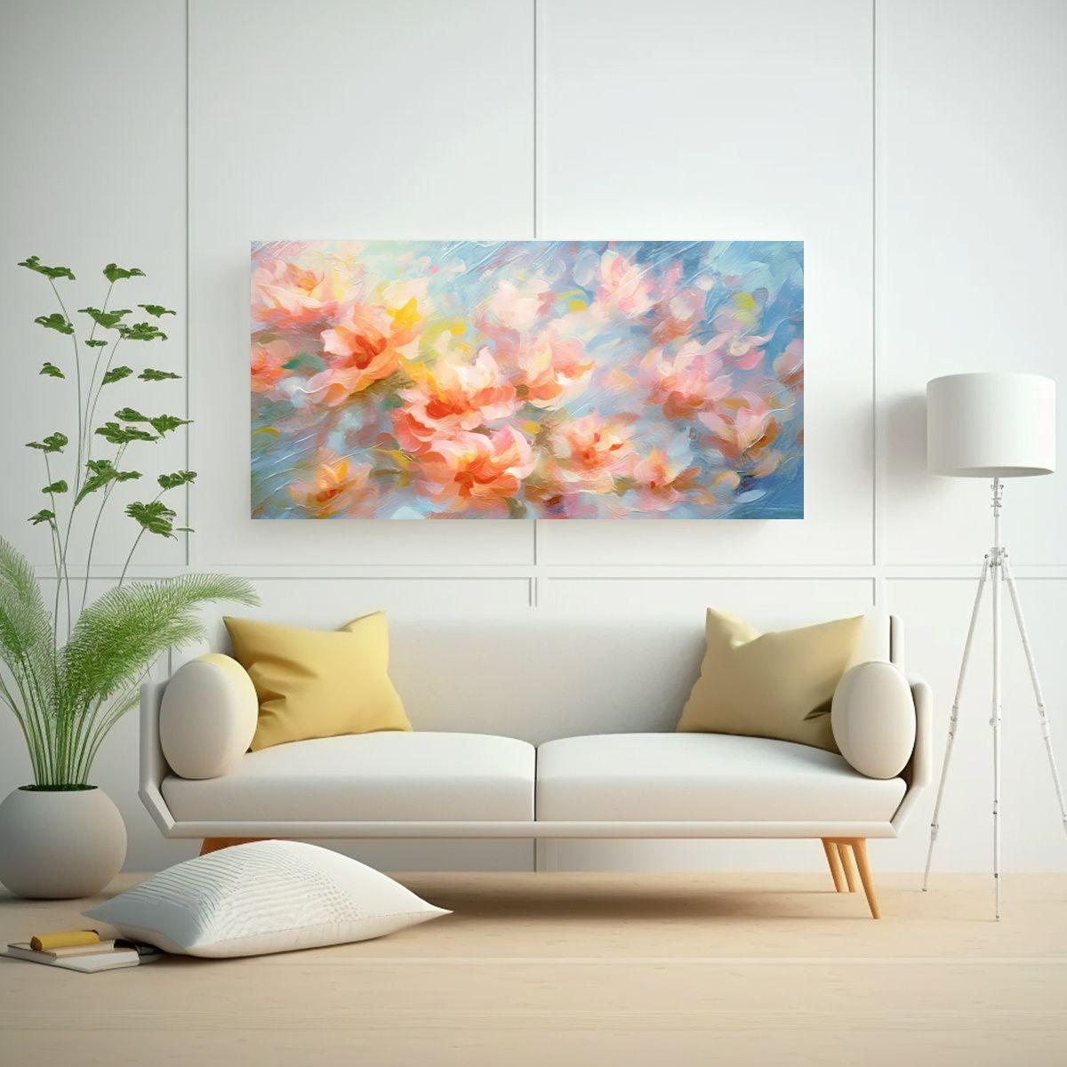 Pintura Floral Rosa En Primer Plano Surrealista 120x60cm-2
