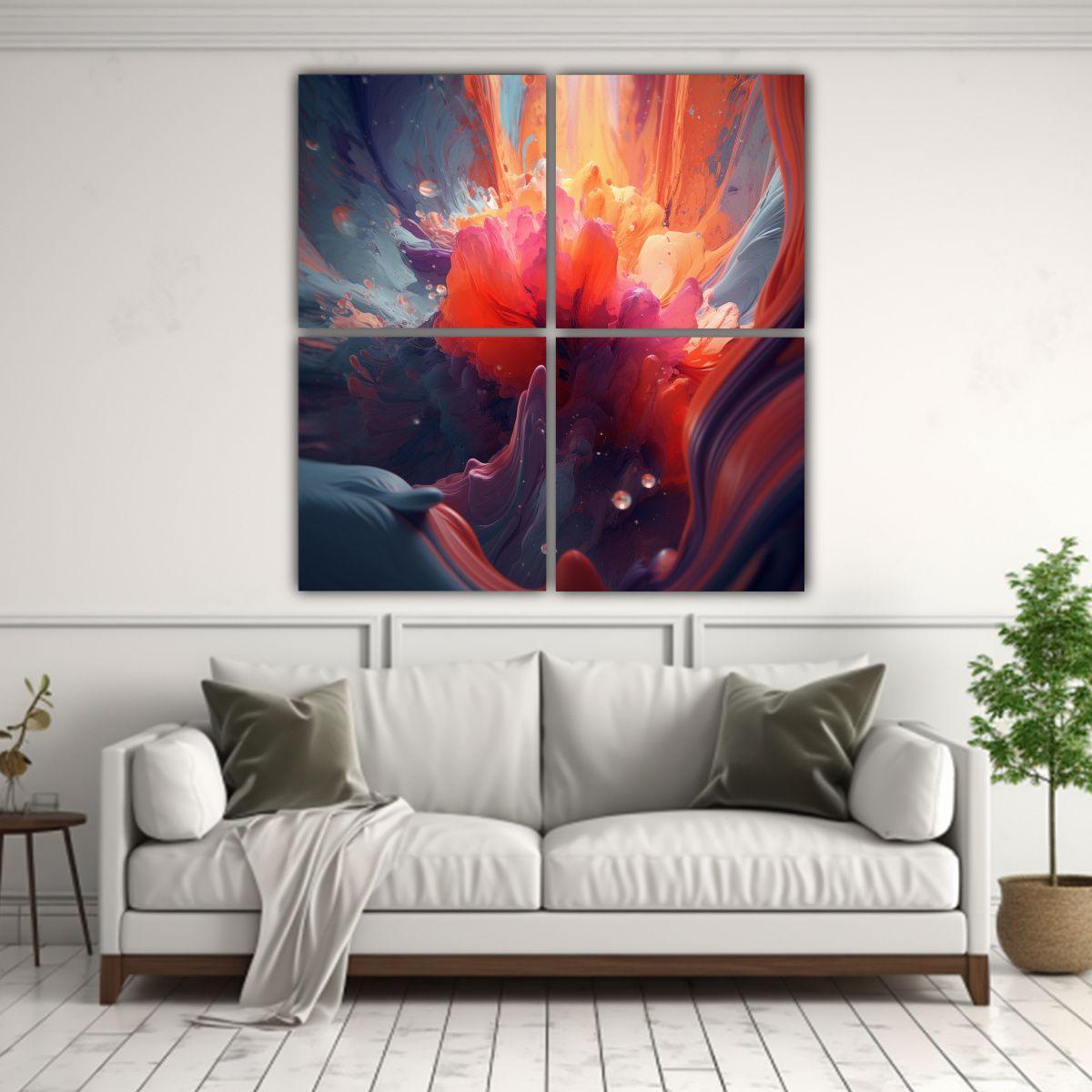 Obra De Arte Digital Abstracta Cuatro 160x160 Cm-2