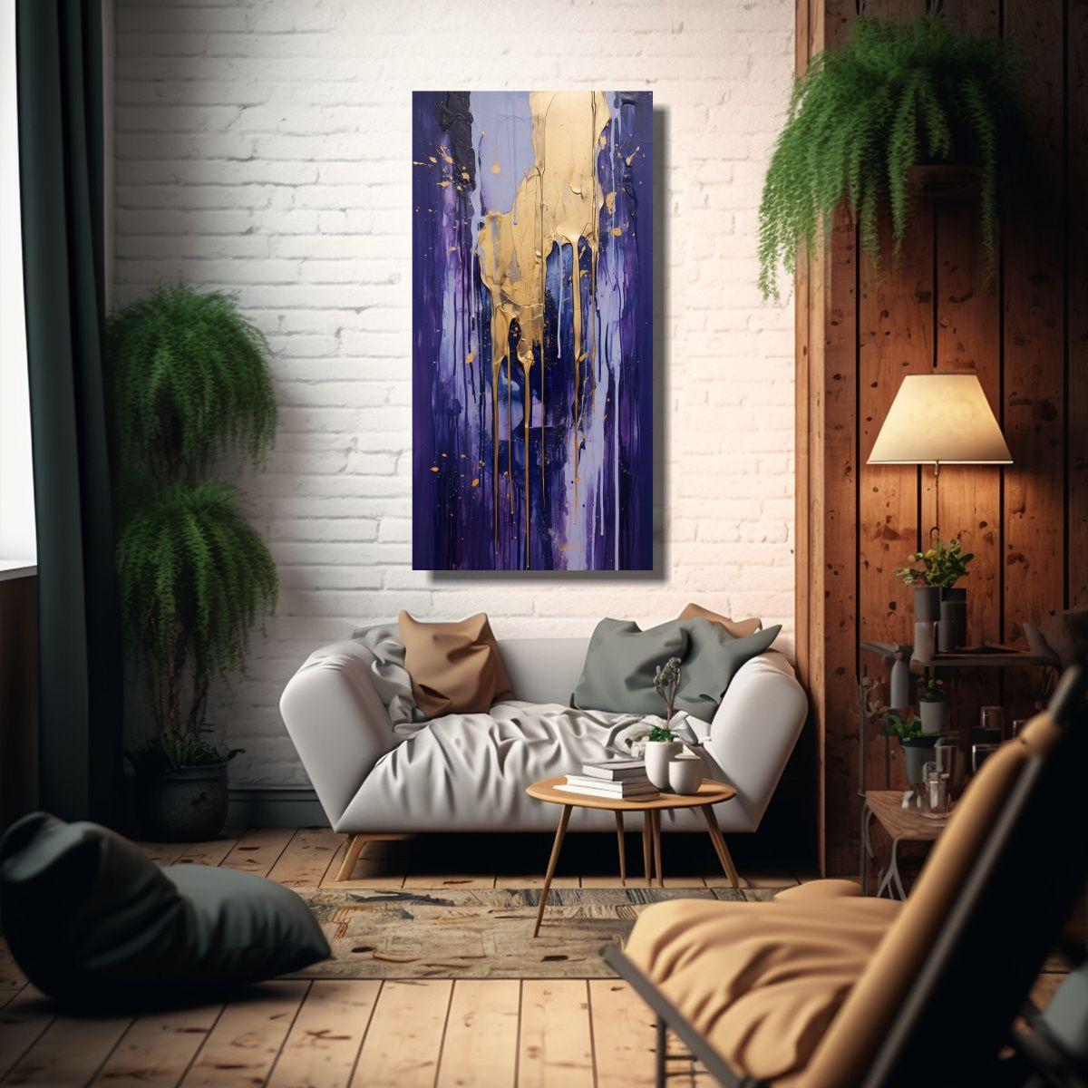 Pinturas Decorativas Abstractas En Tonos Azul, 30x60cm-2