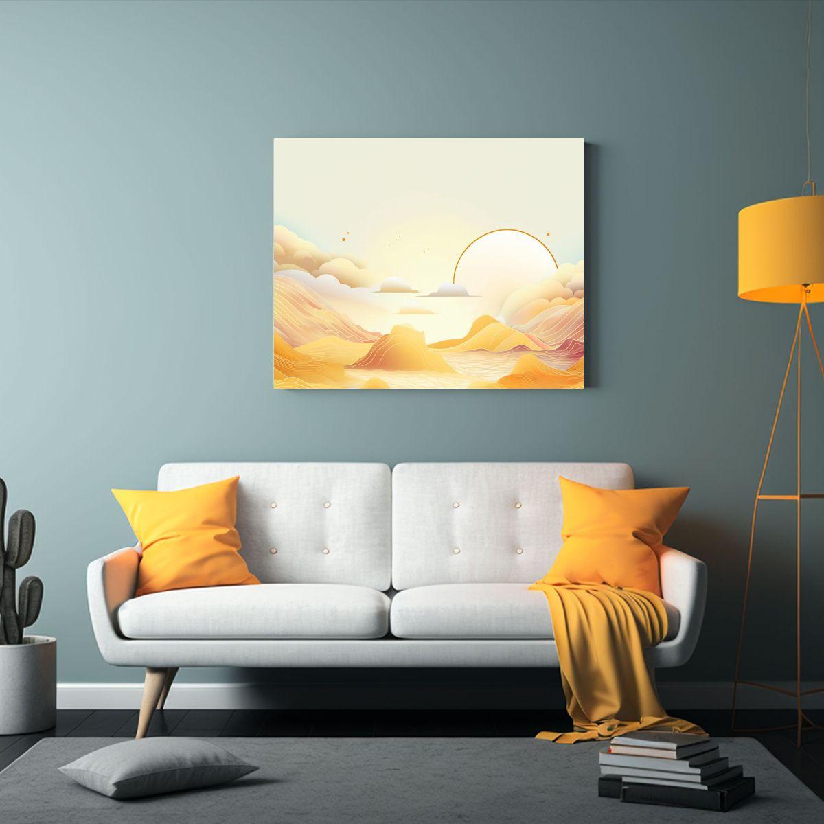 Pintura Vintage Estilo Sencillo En Lienzo Con Fondo Limpio Y 75x50cm-2
