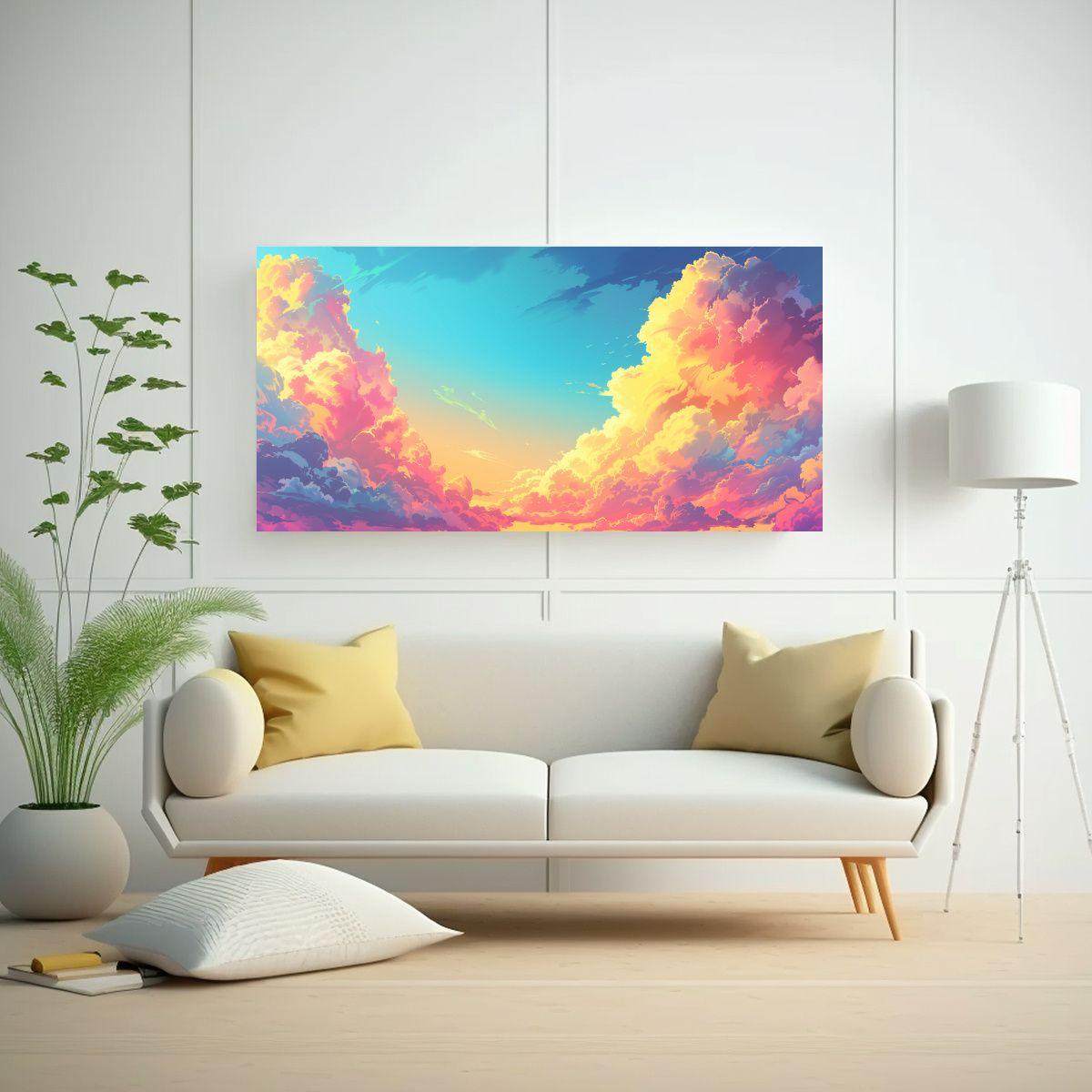 Cuadro Abstracto Cielo Nubes Lienzo Decorativo 120x60cm-2
