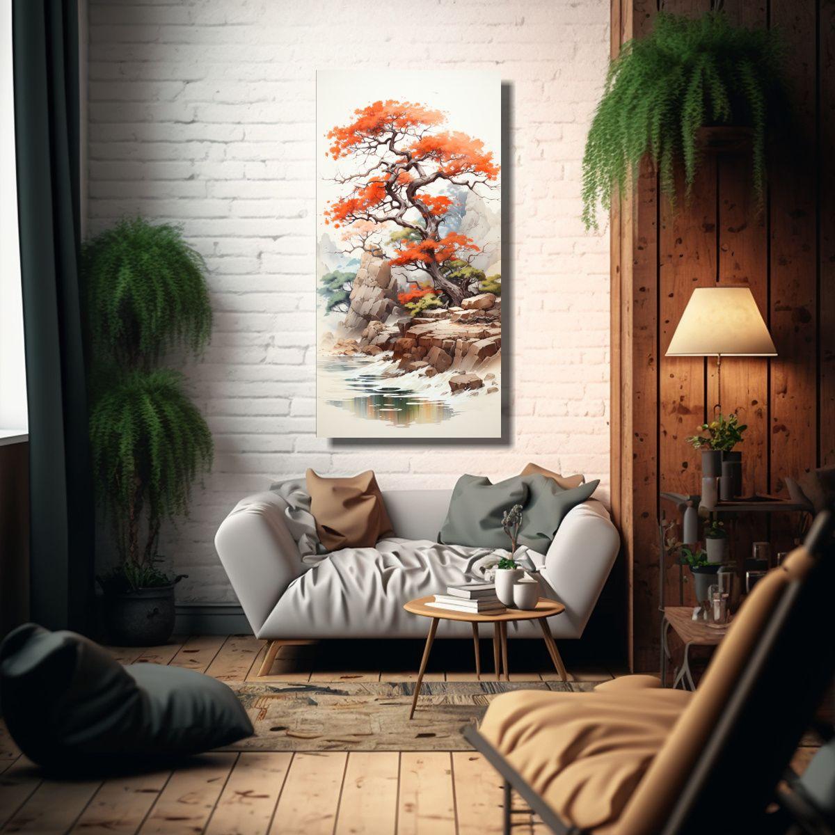 Pintura Abstracta Composición Equilibrada árbol  70x140cm-2