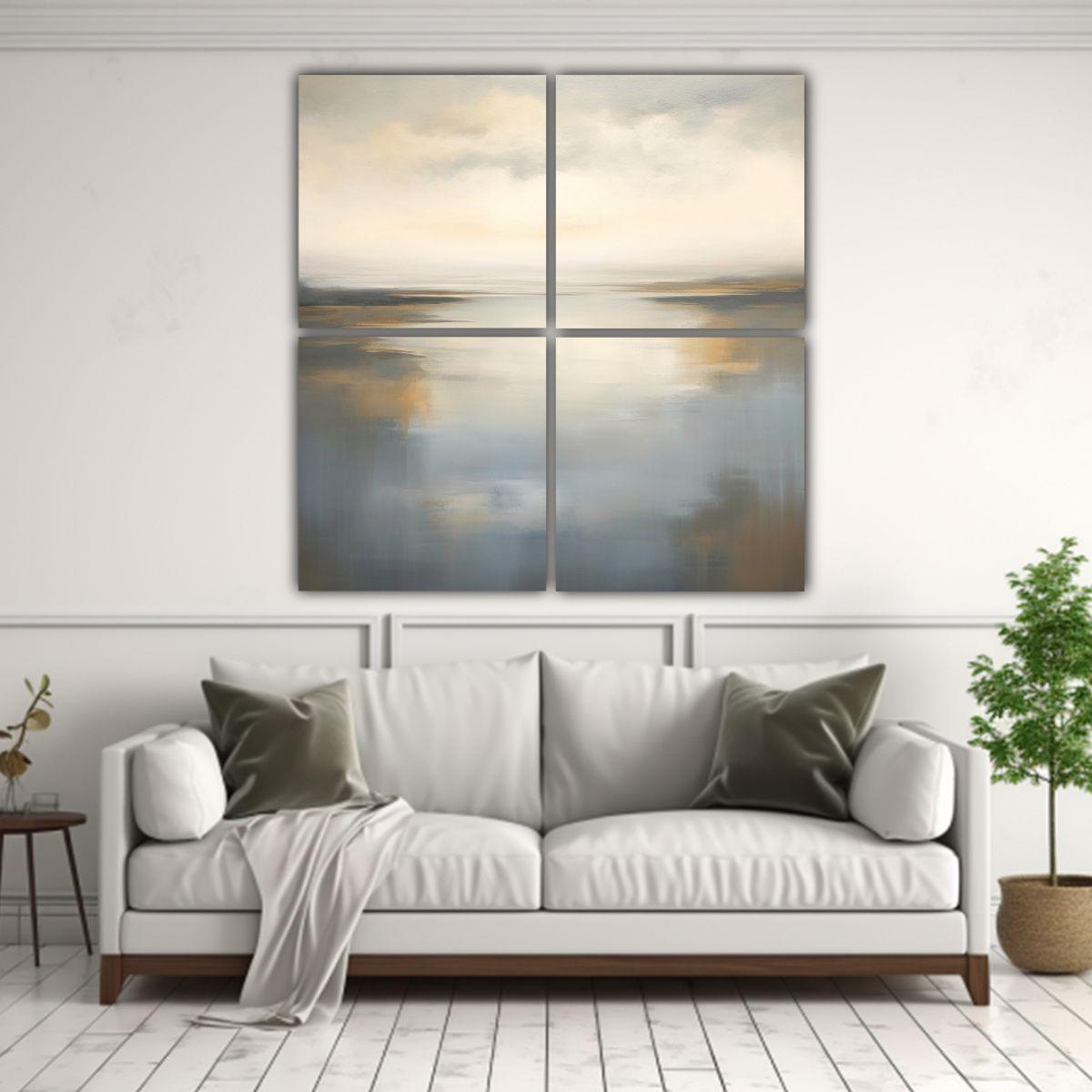 Cuatro Lienzos Estilo Galería Urbano: Pintura 160x160 Cm-2