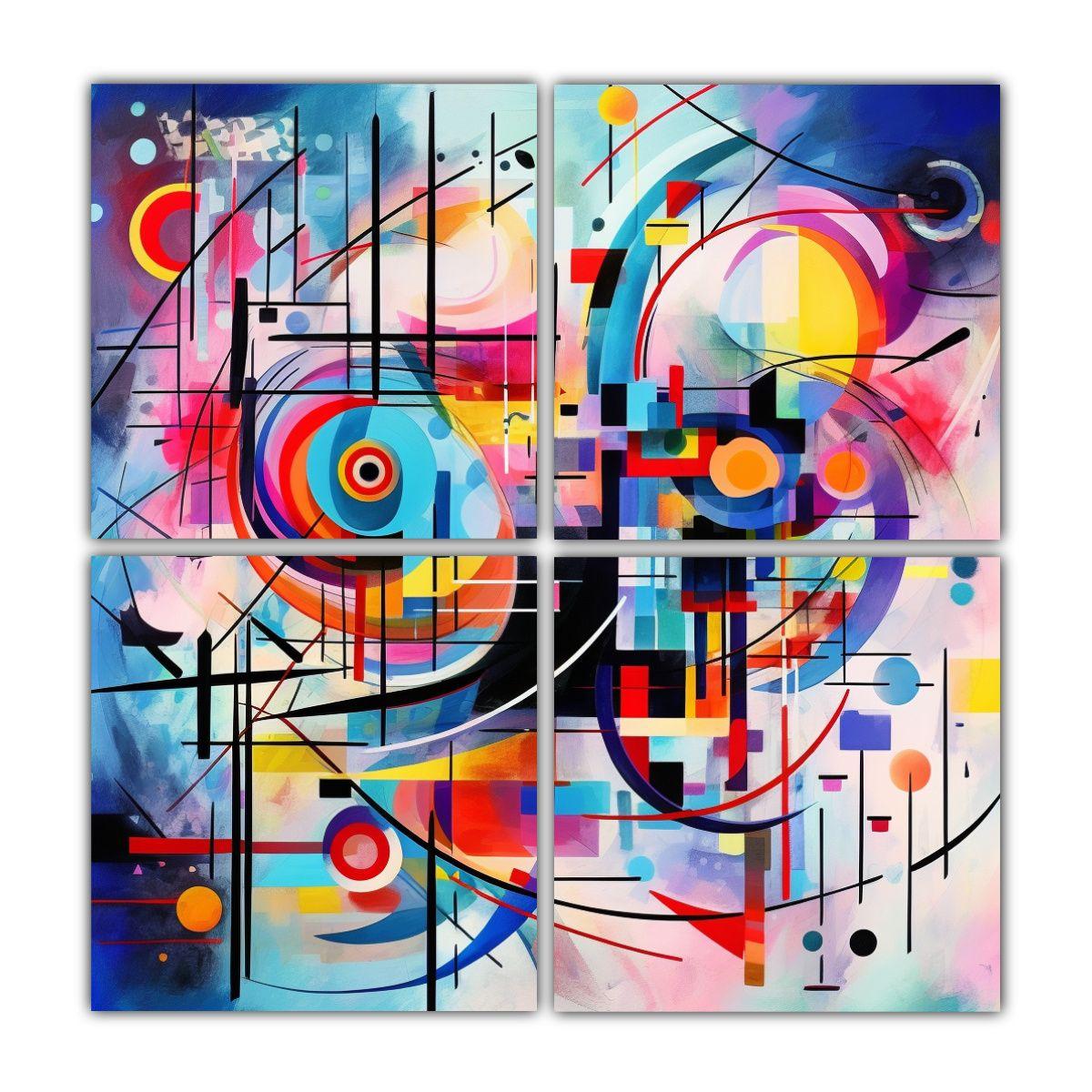 Cuadros Abstractos Vibrantes Al Estilo De Wassily 160x160 Cm-0