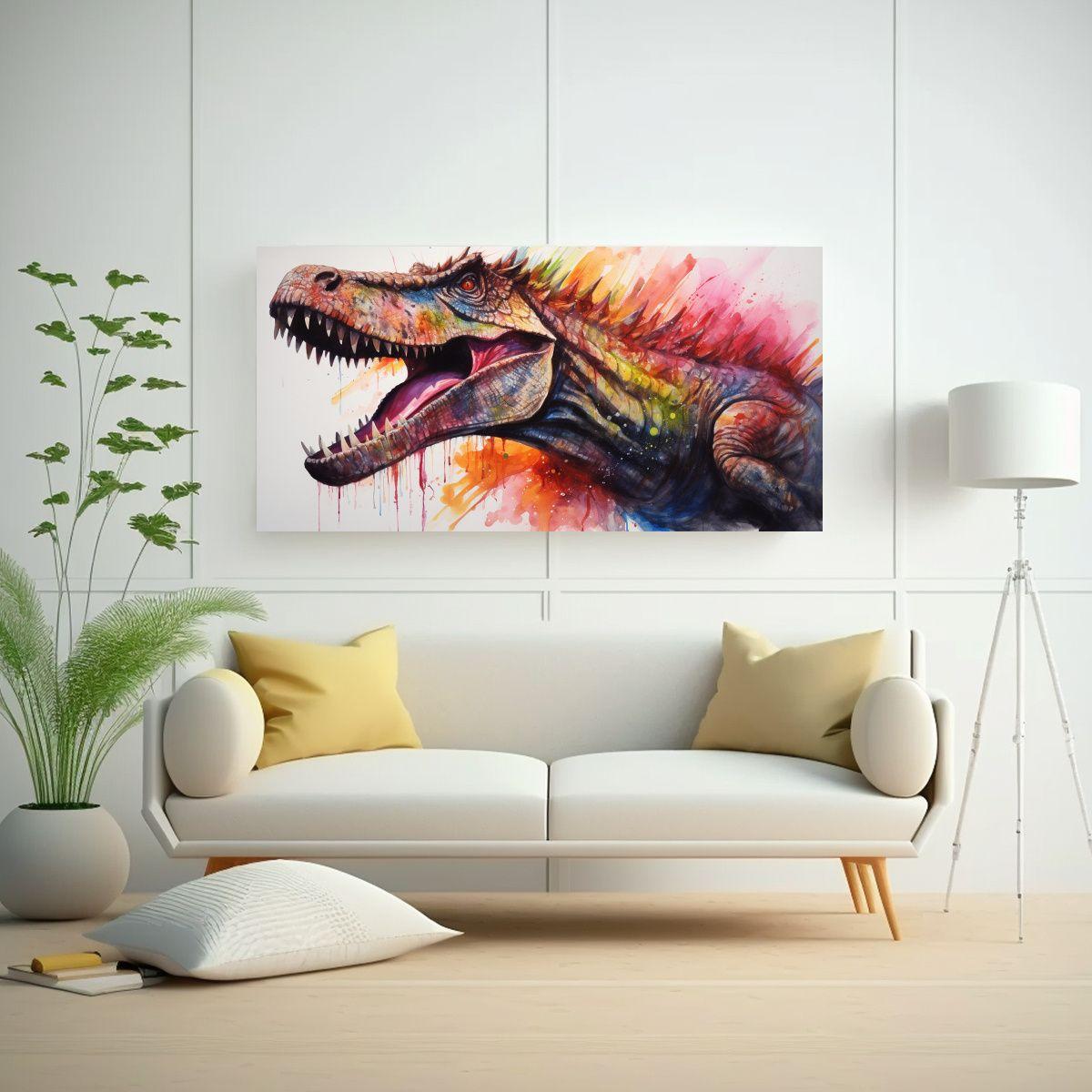 Pintura De Spinosaurus En Acuarelas Coloridas 🦕 140x70cm-2