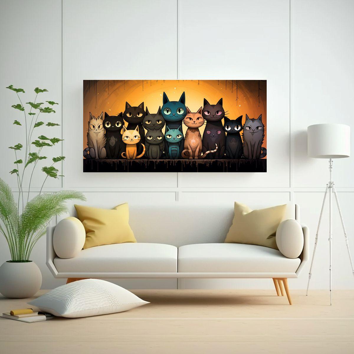Pinturas De Decoración Con Gatos De Colores 120x60cm-2
