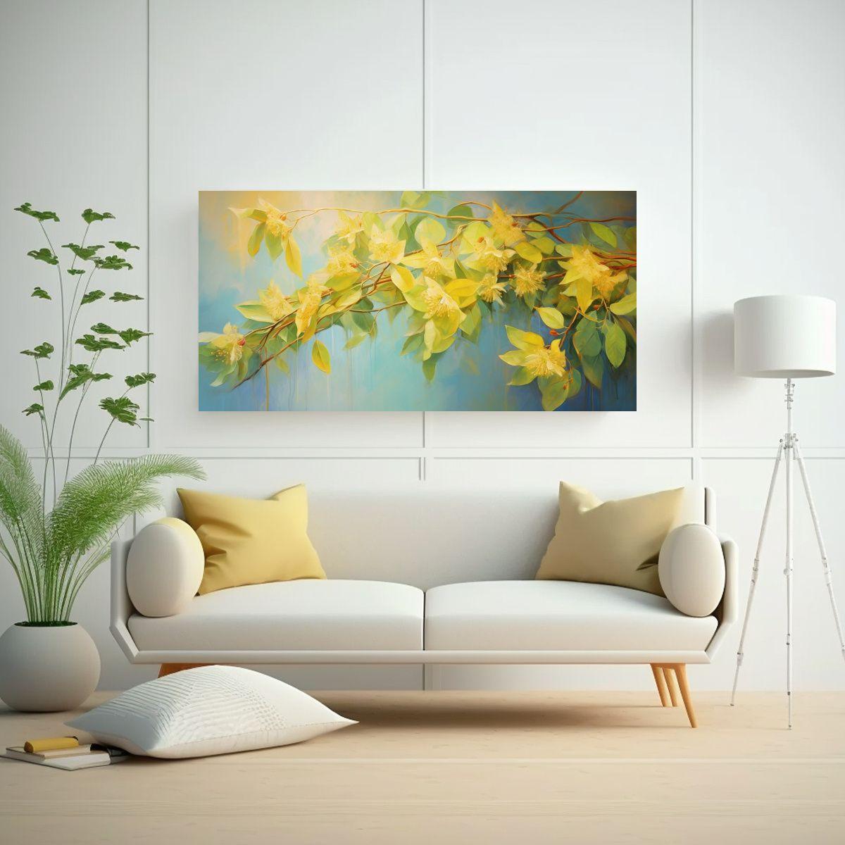 Pintura Abstracta De Flores De Tilo En Estilo 100x50cm-2