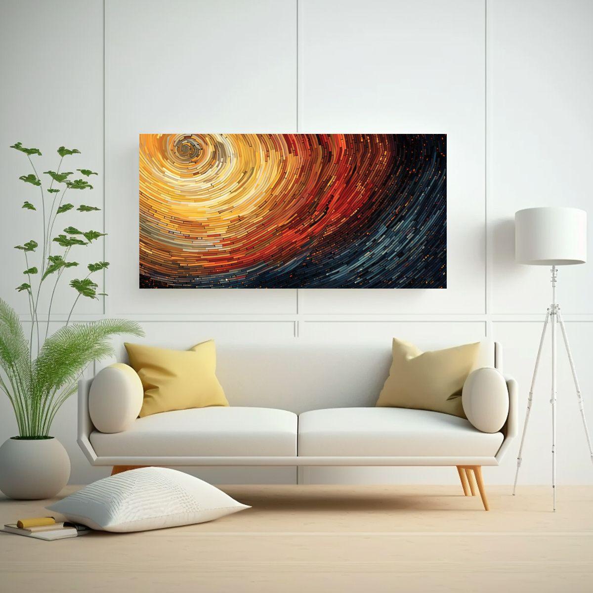 Cuadro Acuarela Espacio 31 Fondo Mosaico Color 120x60cm-2