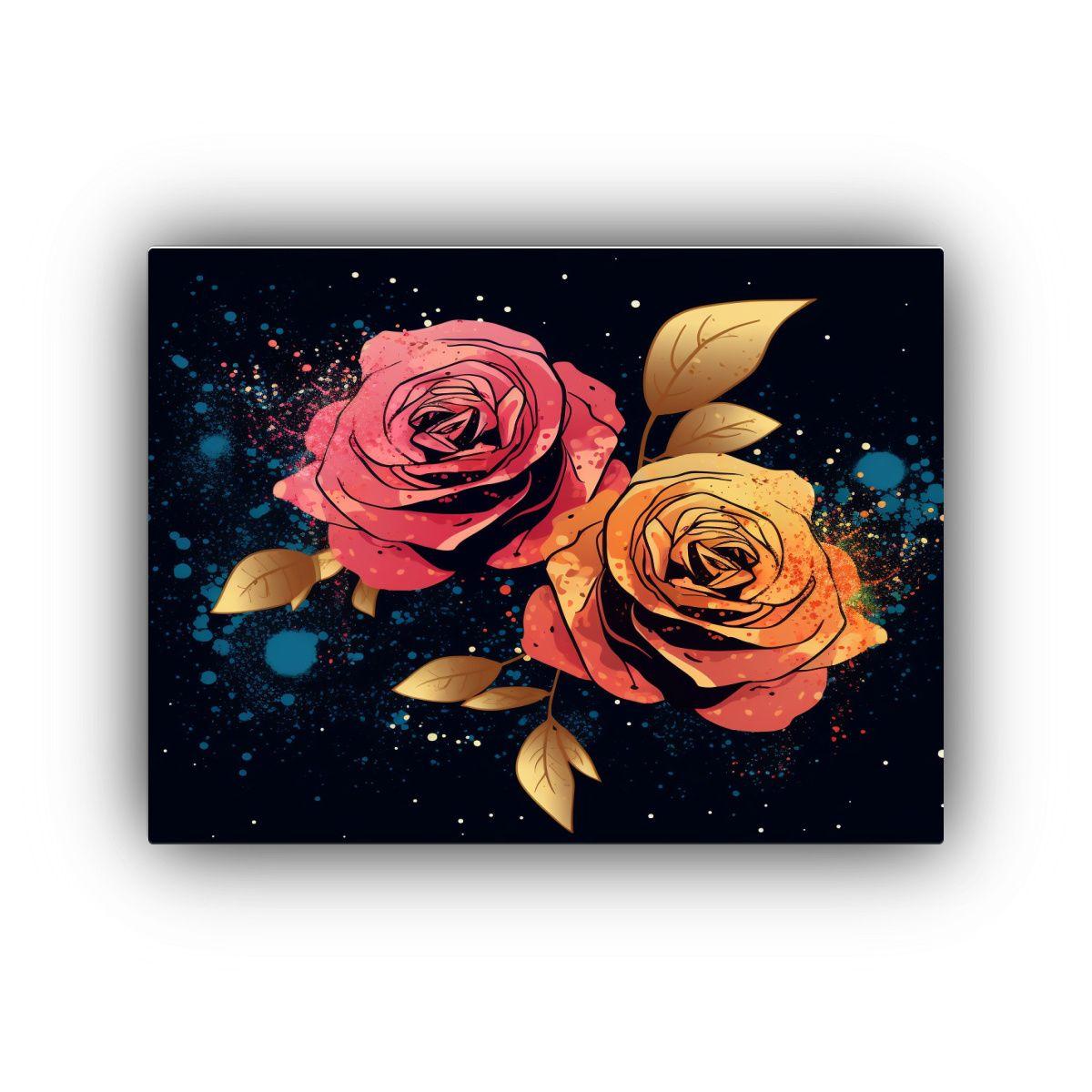 Cuadro Cuadro En Color Con Silueta De Rosas 90x60 Cm-0