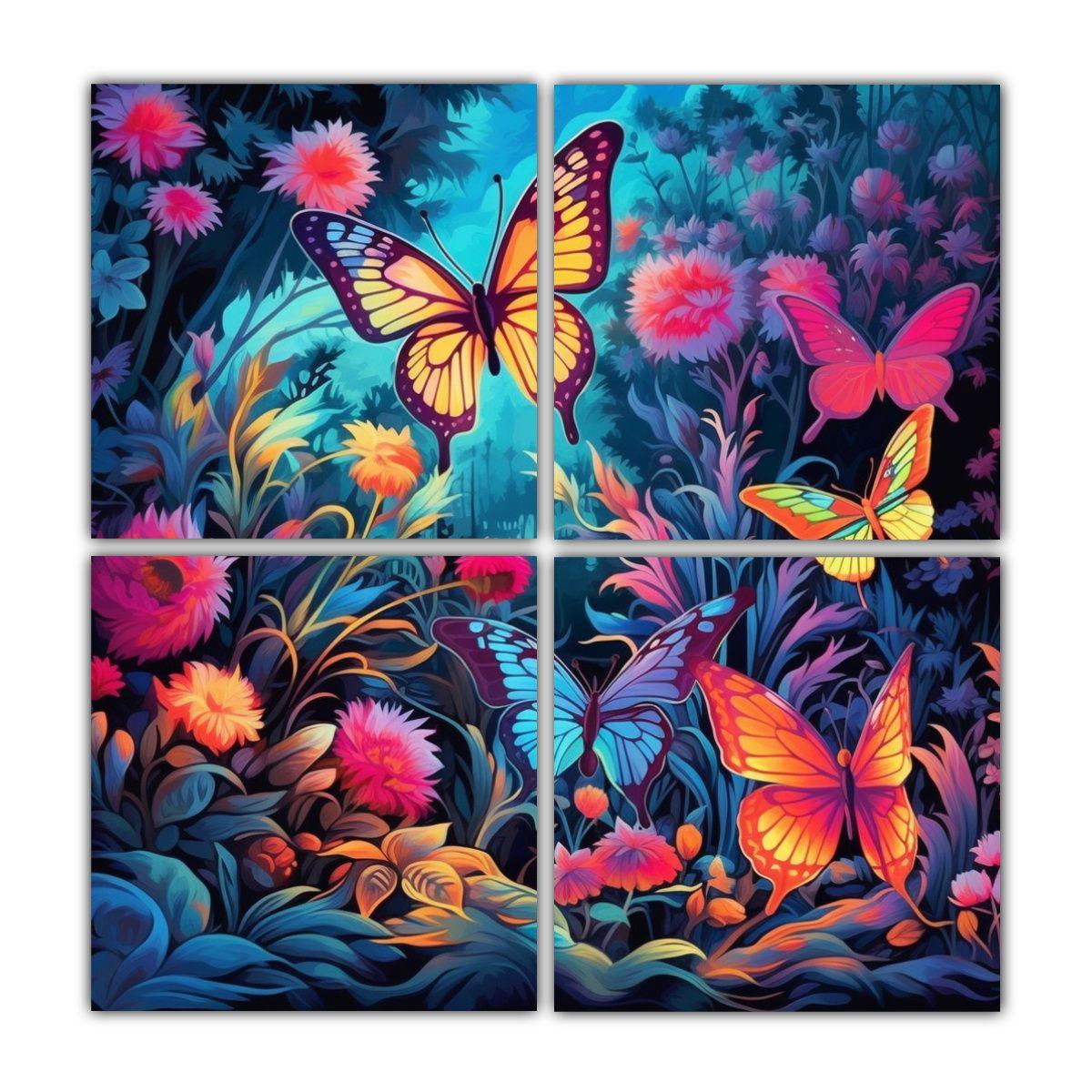 Cuadros Inspiradores De Pared Con Mariposas Neon 200x200 Cm-0