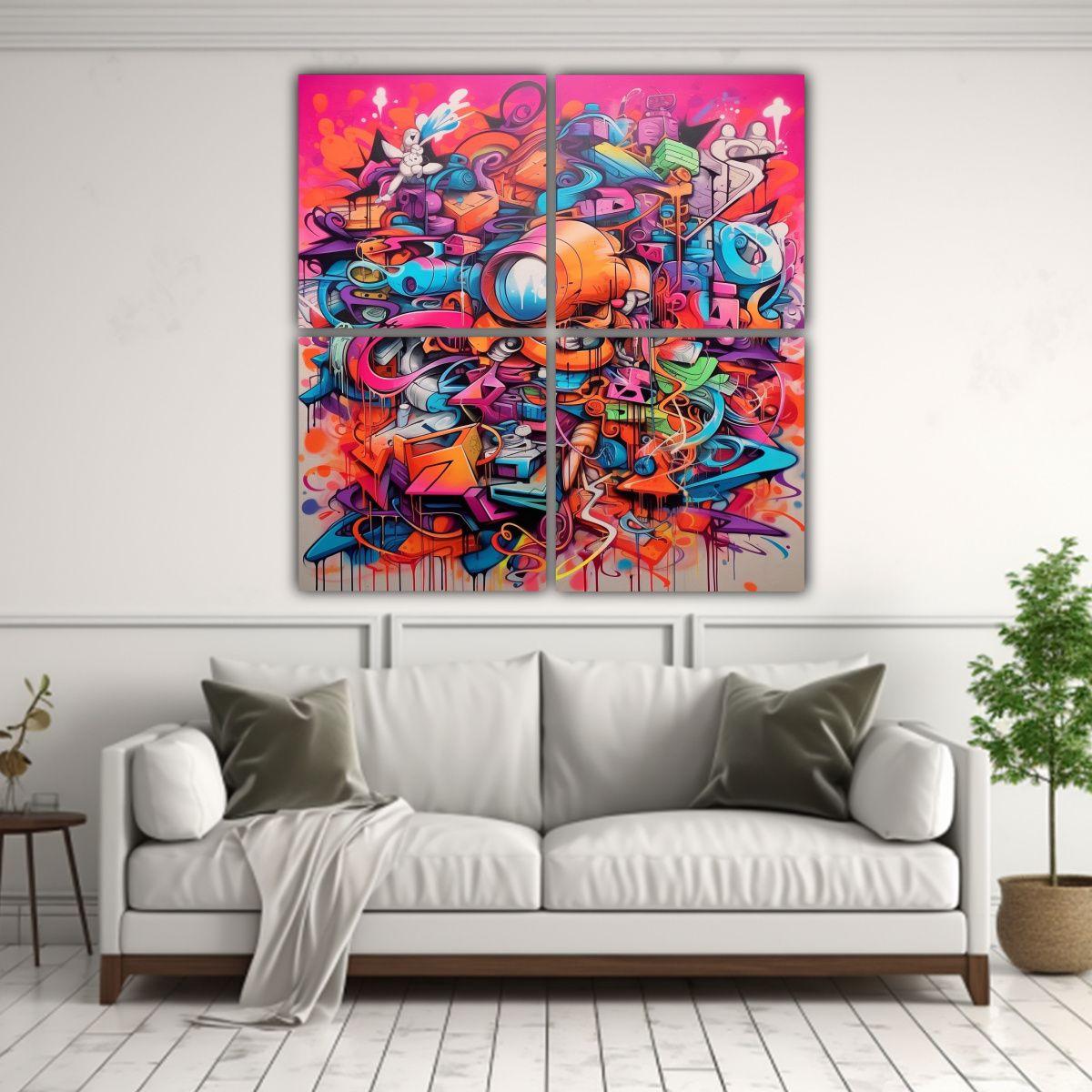 Pinturas Decorativas Con Estilo Graffiti Moderno 180x180 Cm-2