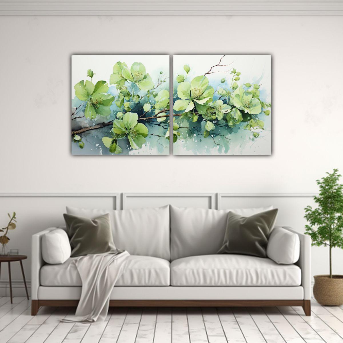 Pinturas Abstractas De Flores De Tilo En Colores 80x40 Cm-2