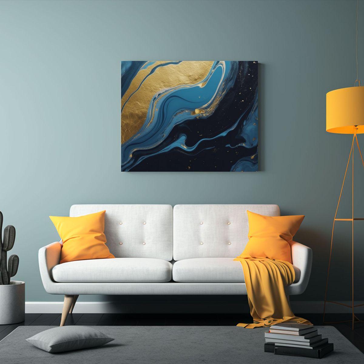 Pintura Abstracta Armonía Cromática Marbling 120x80cm-2