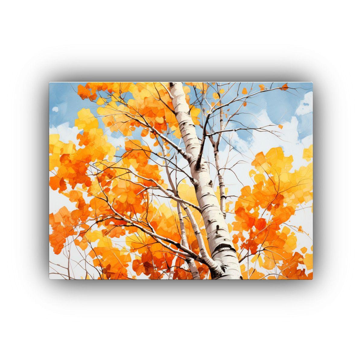 Pintura Abstracta Acuarela Colores Naranja árbol 120x80cm-0