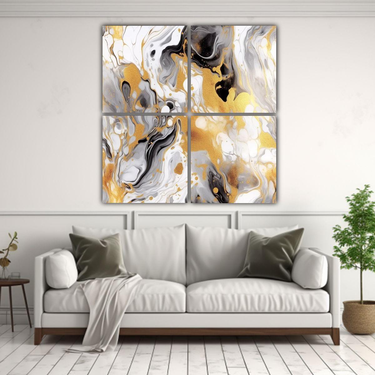 Pintura Abstracta De Arte Fluido Natural 140x140 Cm-2