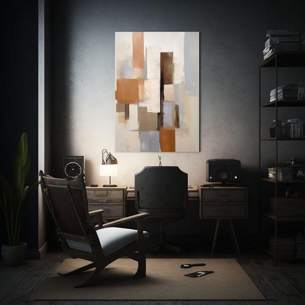 Pintura Minimalista Arte Tonos Fantasía Con Colores Tierra  30x45cm-2