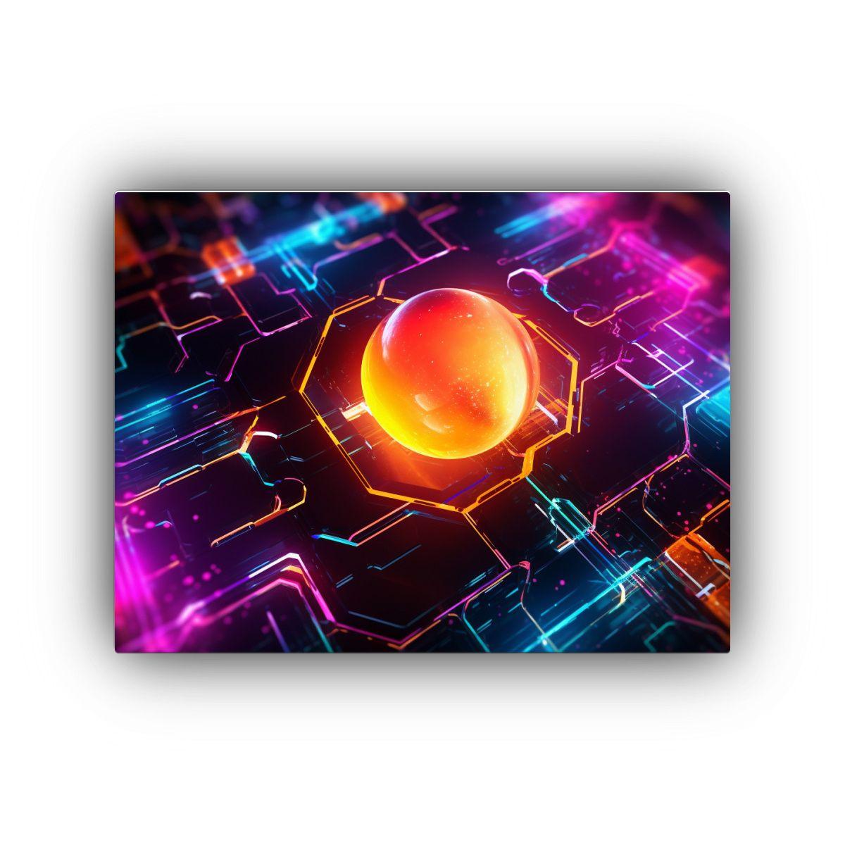 Pintura De Pared Abstracta En Estilo Tecnológico Para Redes 90x60cm-0