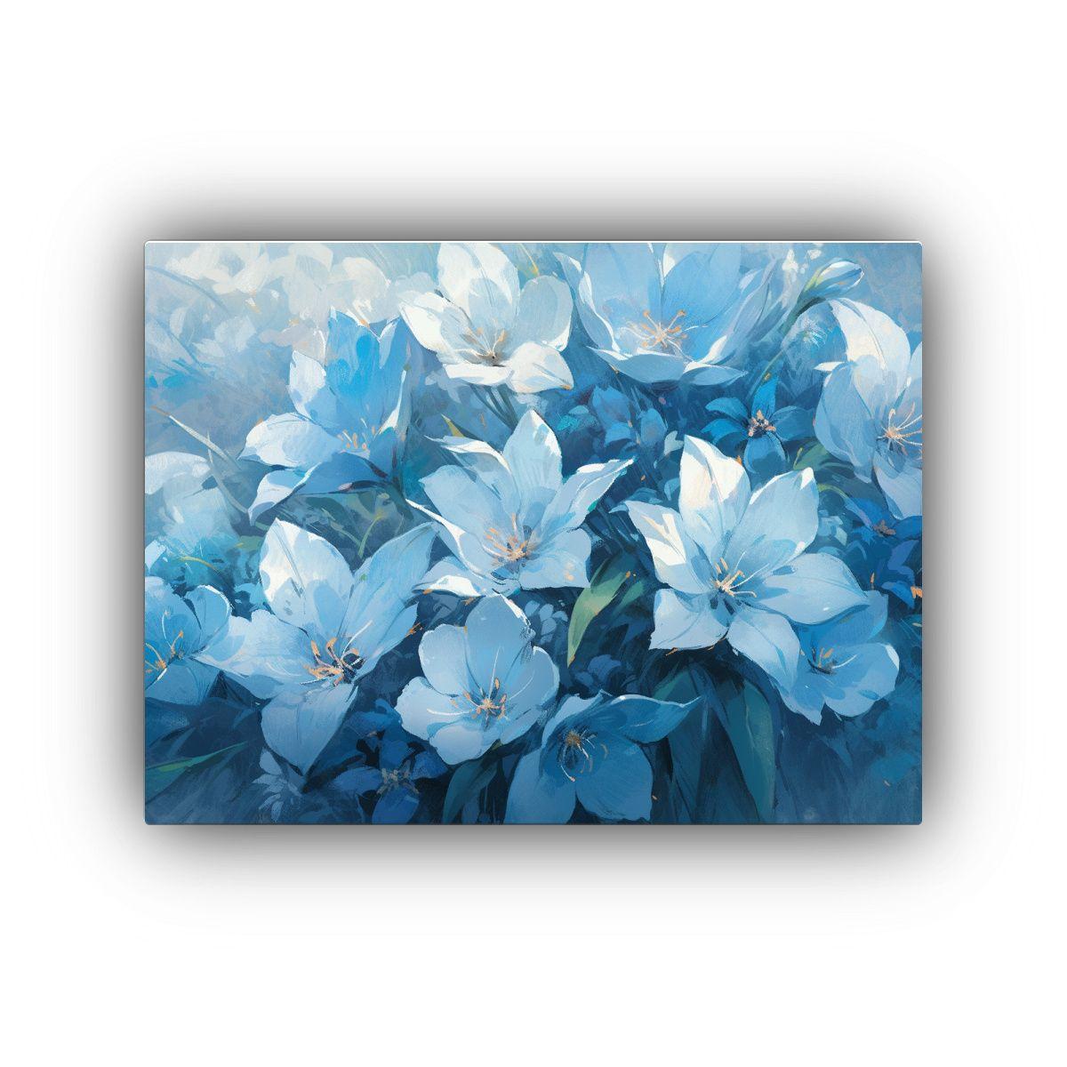 Cuadro De Flores En Tela Estilo Cyan Sobre 60x40cm-0