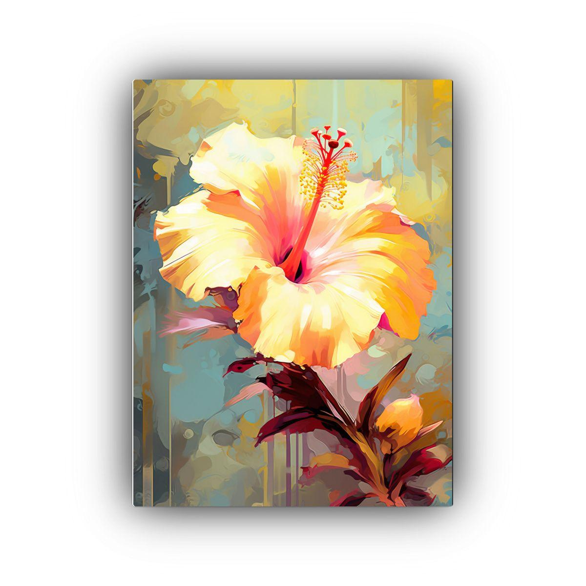 Cuadro De Tela Hibisco Solitario Majestuoso 50x65cm-0