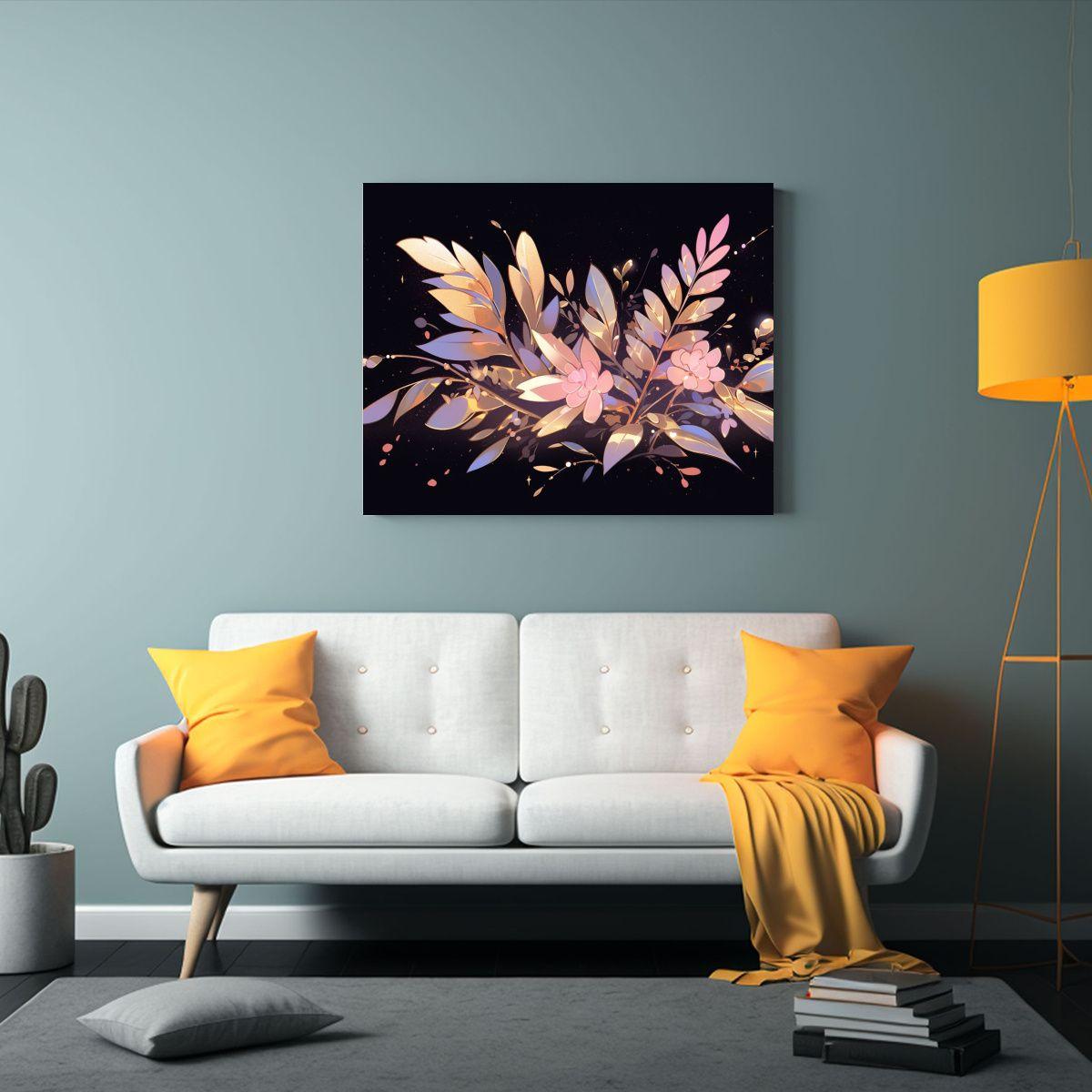 Cuadro En Bastidor Oro Rosa Neonoir: Estilo 75x50cm-2