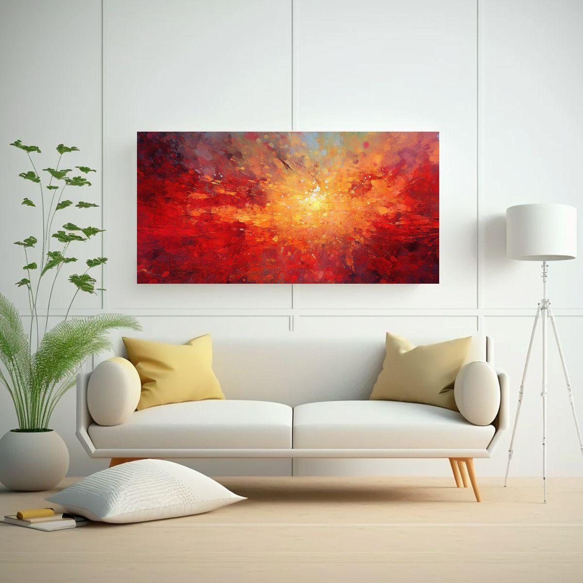 Pinturas De Decoración En Canva: Intenso Rojo 100x50 Cm-2