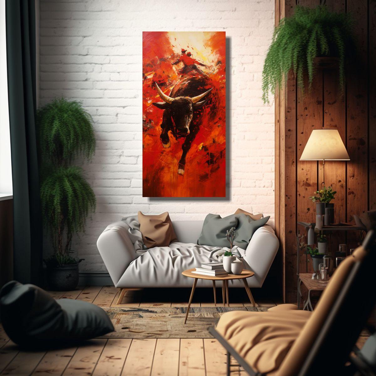 Pinturas Abstractas De Decoración En Rojos Vivos 40x80cm-2