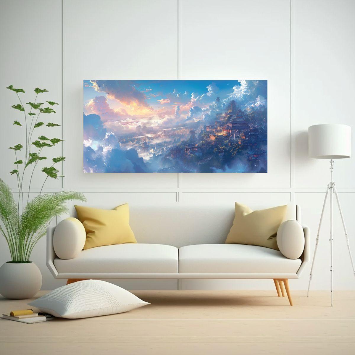 Pinturas De Decoración: Cielo Nublado Sobre La 160x80cm-2