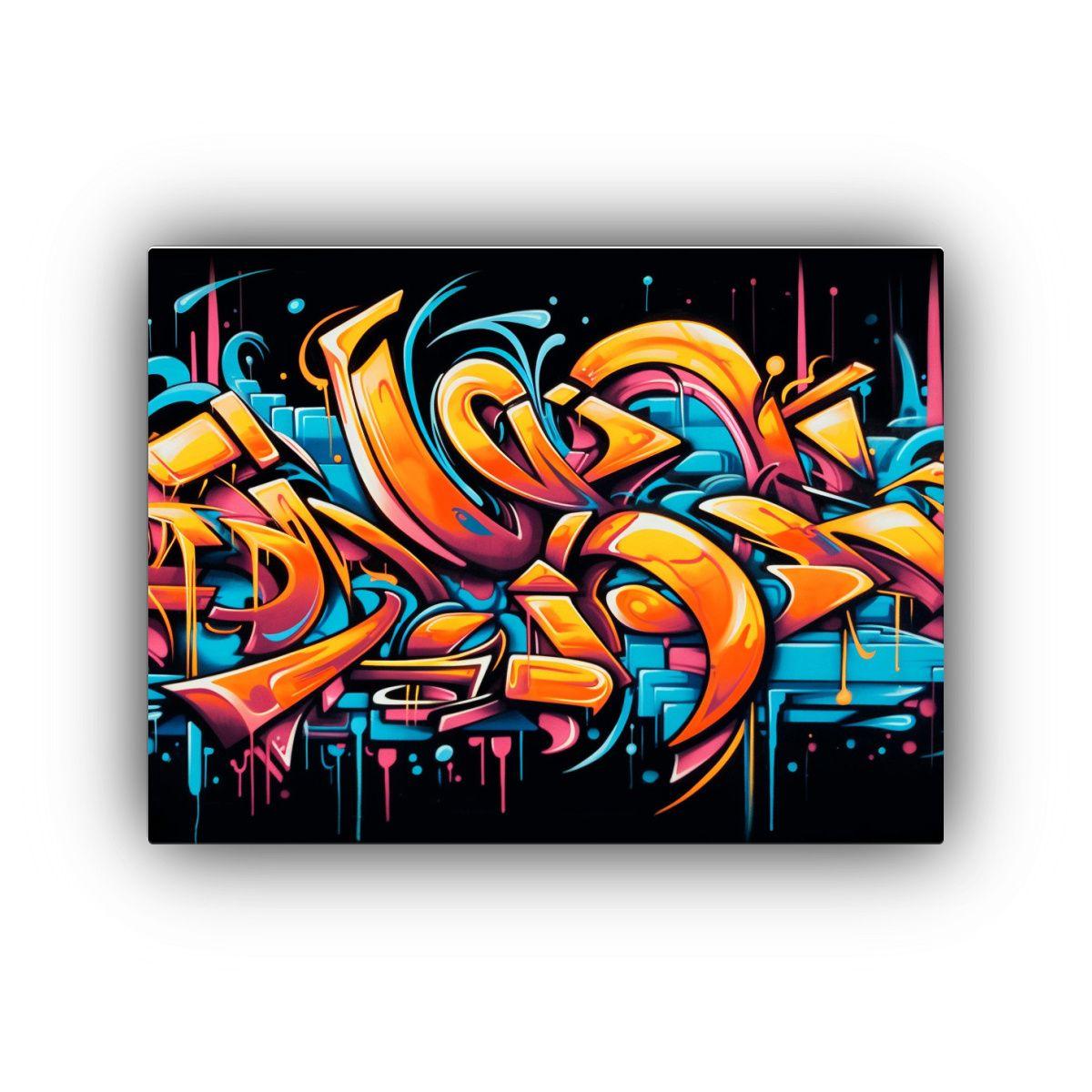 Cuadro Graffiti Moderno En Azul, Verde Y Agua De Alta Resolu 90x60cm-0