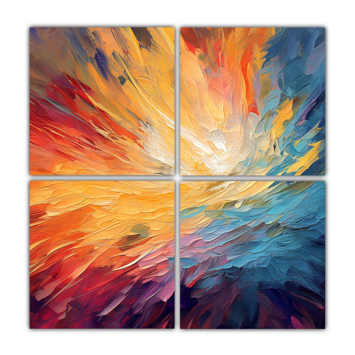 Cuatro Lienzos Imagen Abstracta Moderna Coloridos 60x60 Cm-0