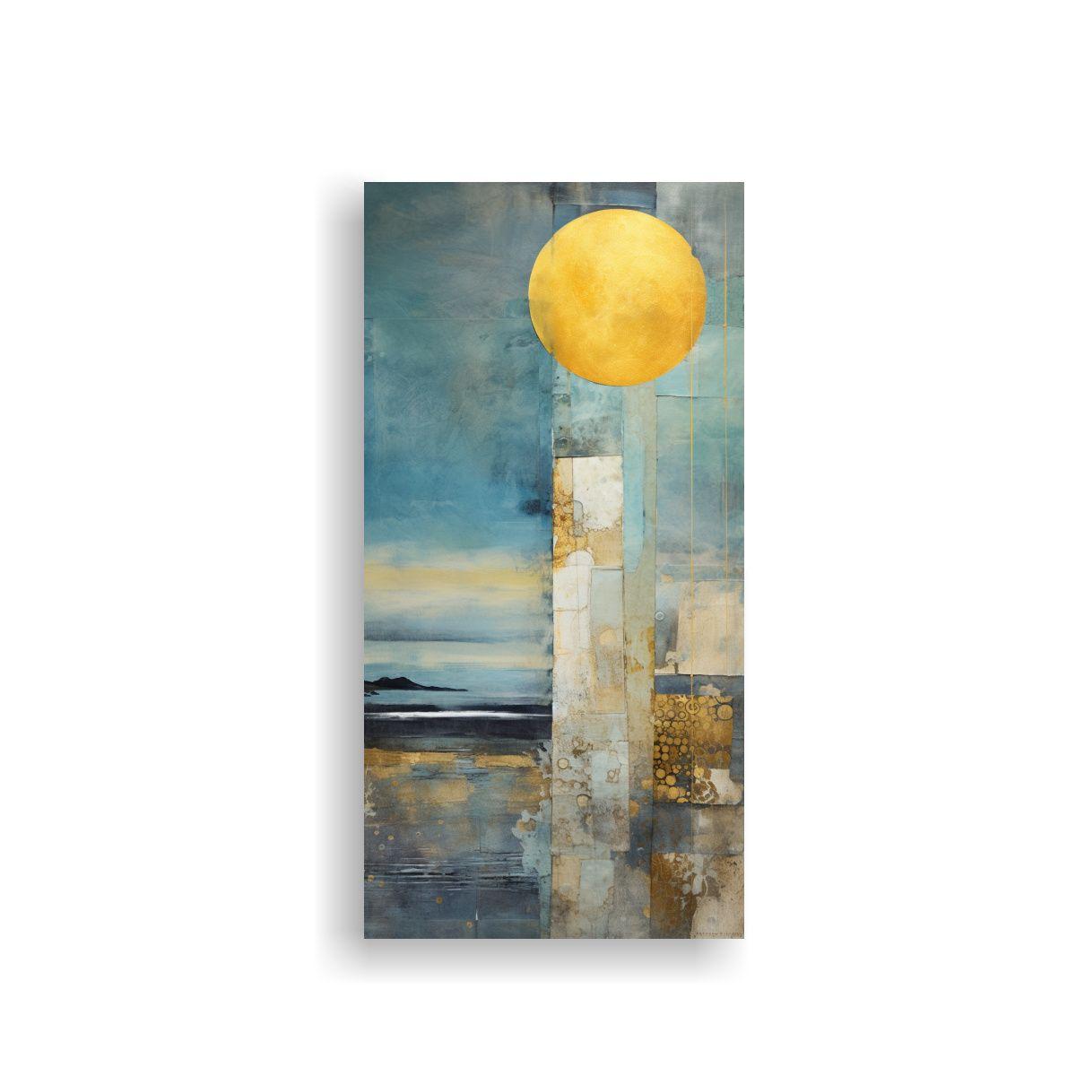 Pintura Lienzo Combinación Finas Líneas En Teal 30x60cm-0