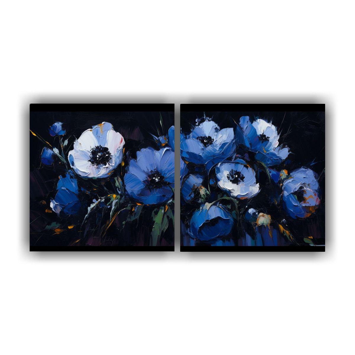 Pintura Moderna De Flores En Colores Negros 60x30 Cm-0