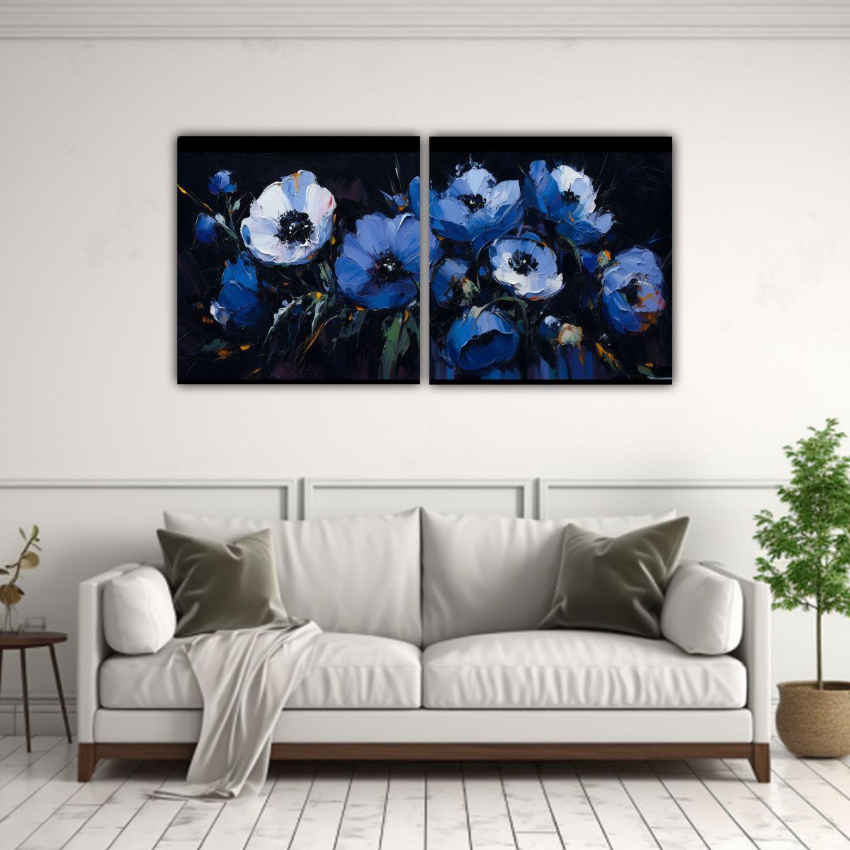 Pintura Moderna De Flores En Colores Negros 60x30 Cm-2