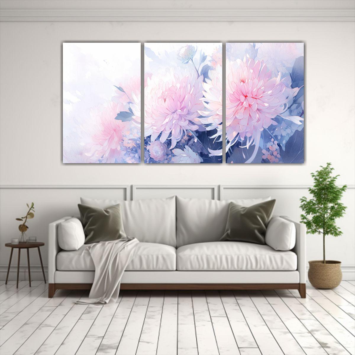 Cuadro Bastidor Decoración Chrysanthemums 150x75 Cm-2