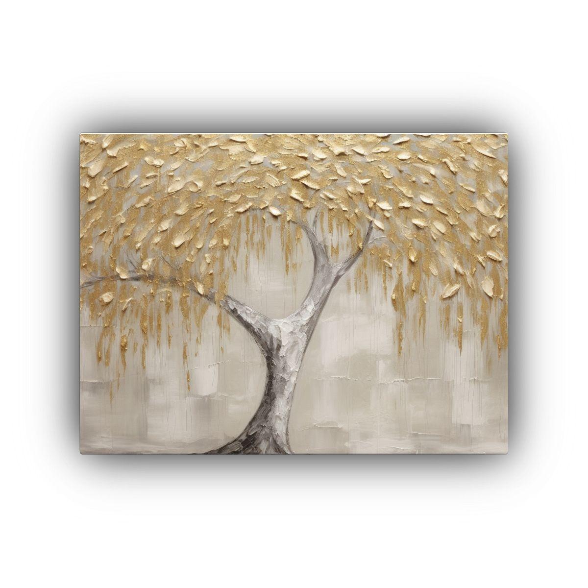 Pintura Decorativa Con Textura De Hoja De Oro 120x80cm-0
