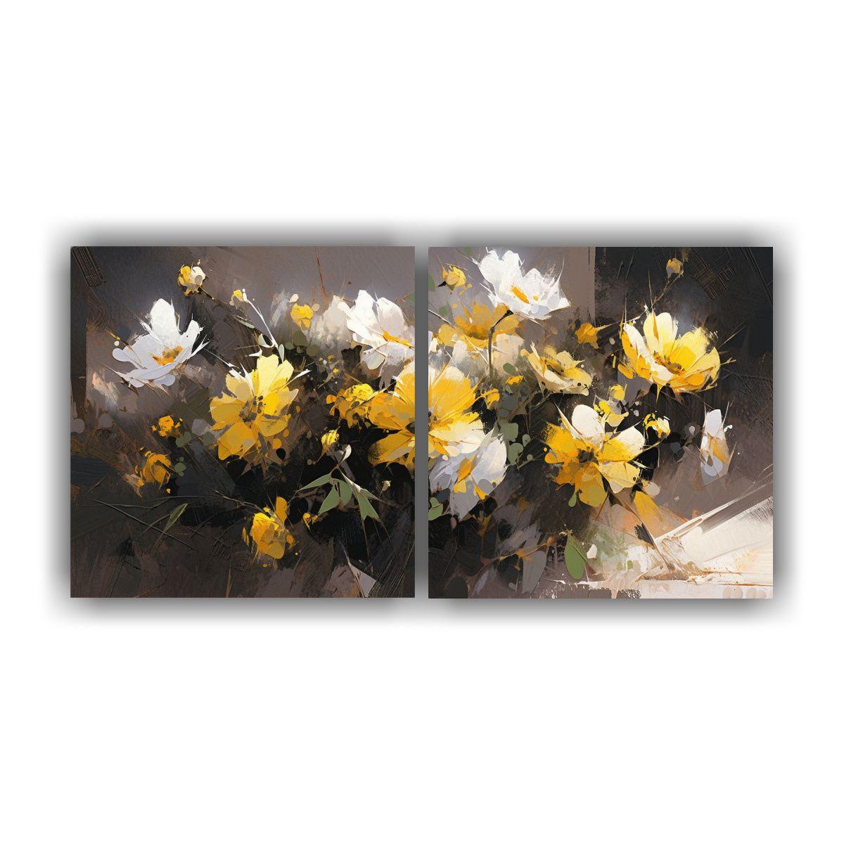 Díptico Decorativo Equilibrio Visual Flores 40x20 Cm-0