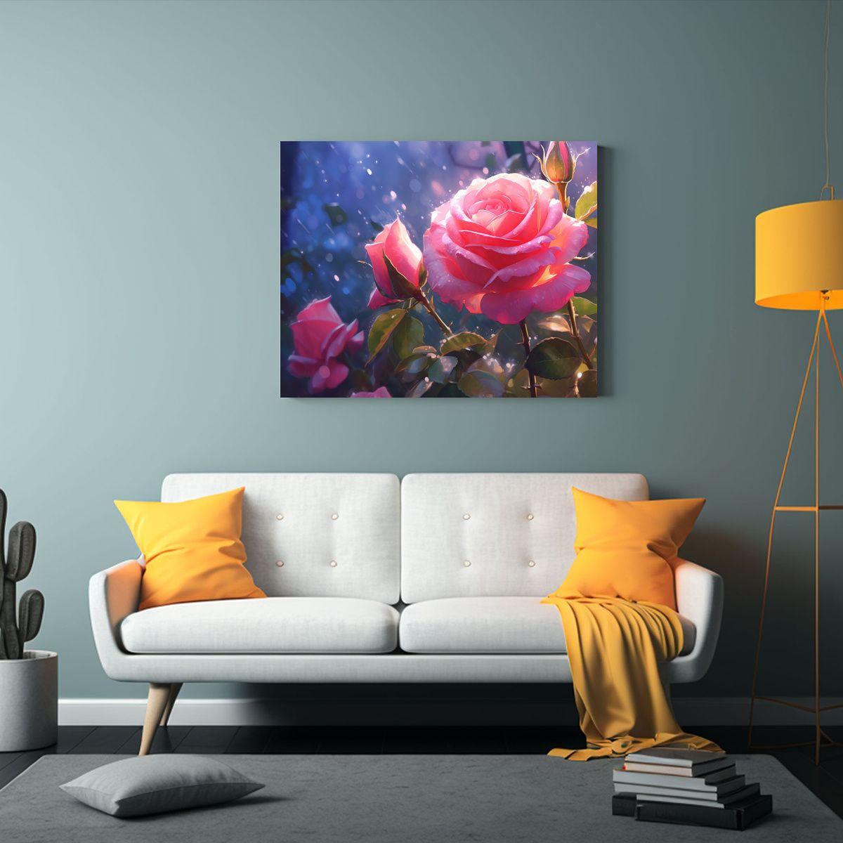 Pintura Decorativa De Escena De Rosa Para El Día De San Val 65x50cm-2