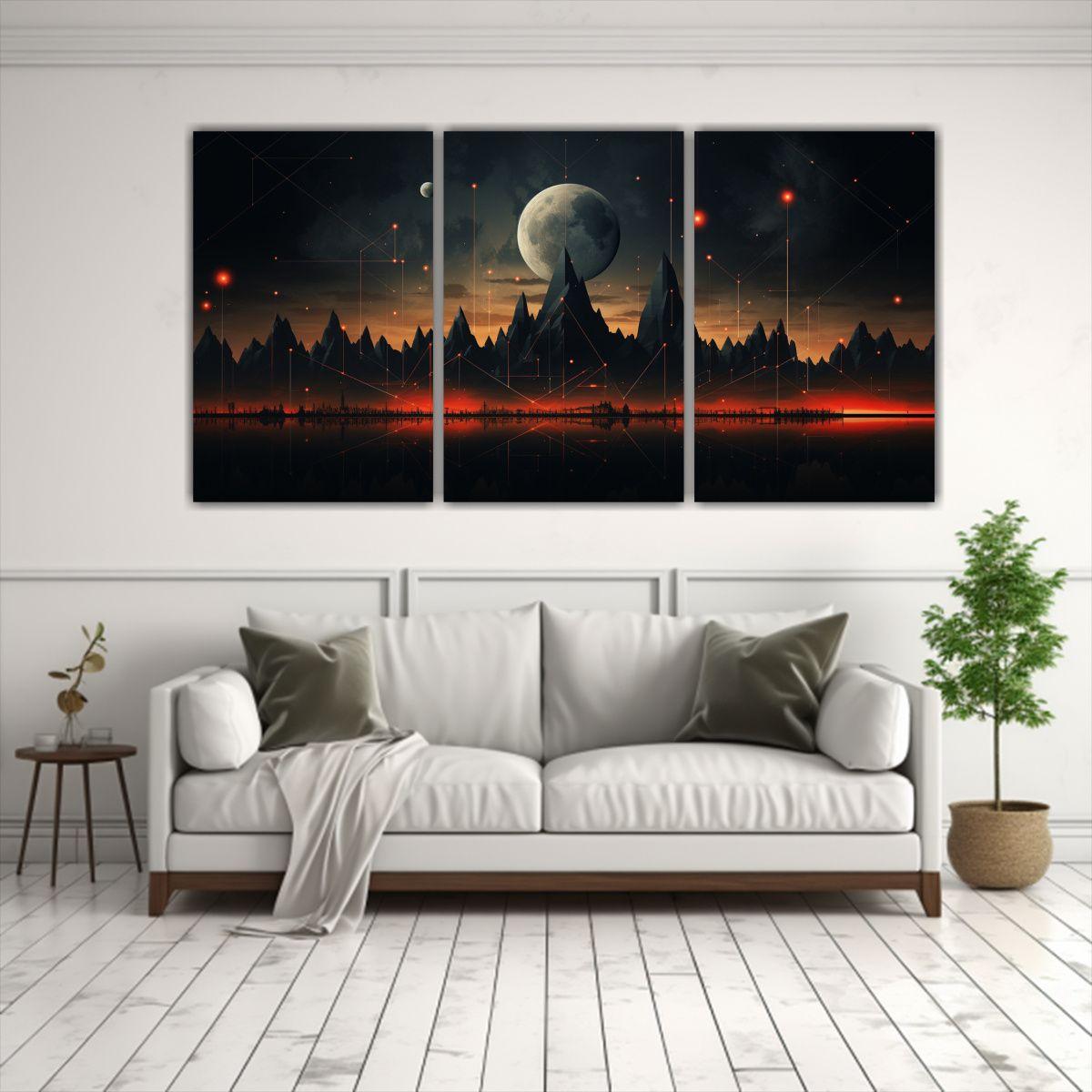 Tres Lienzos De Tela Patron Surrealista Intenso 150x75 Cm-2