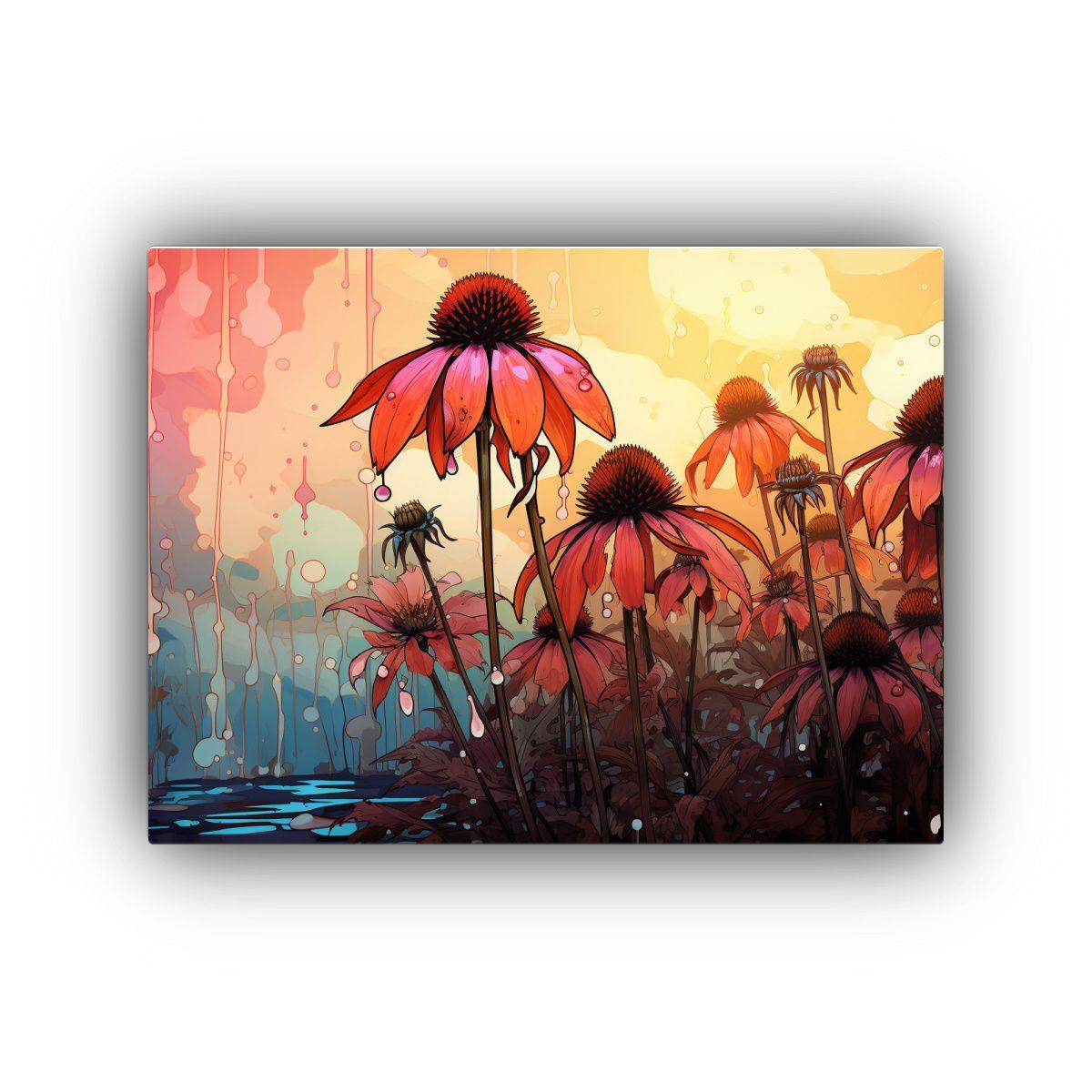 Pintura Decorativa De Coneflower En Tonos Suaves 40x30cm-0