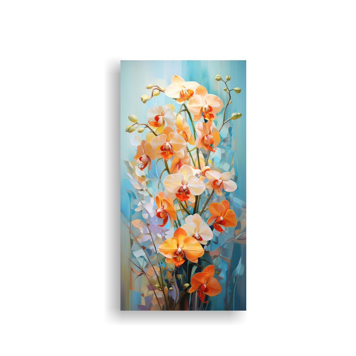 Cuadro Moderno De Regalo, Orquídeas Turquesa Y 50x100 Cm-0