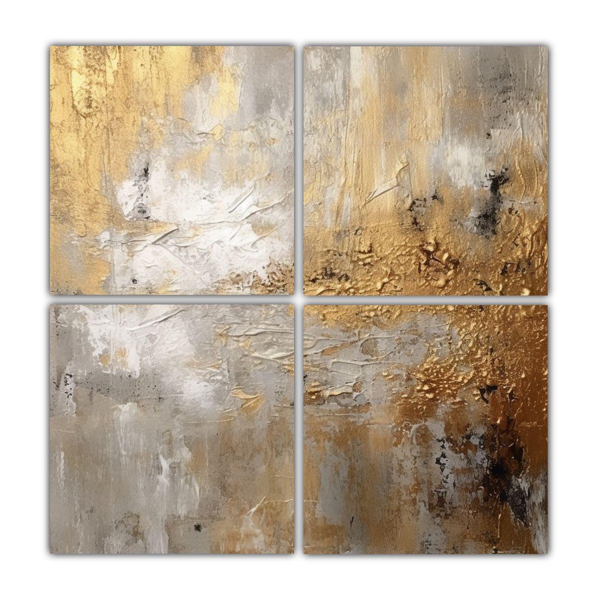Pintura Contemporánea En Bastidor: 4 Telas 80x80 Cm-0