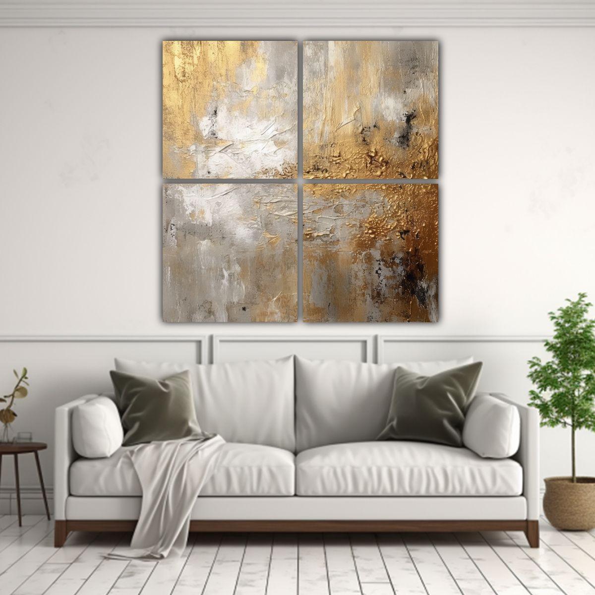 Pintura Contemporánea En Bastidor: 4 Telas 80x80 Cm-2