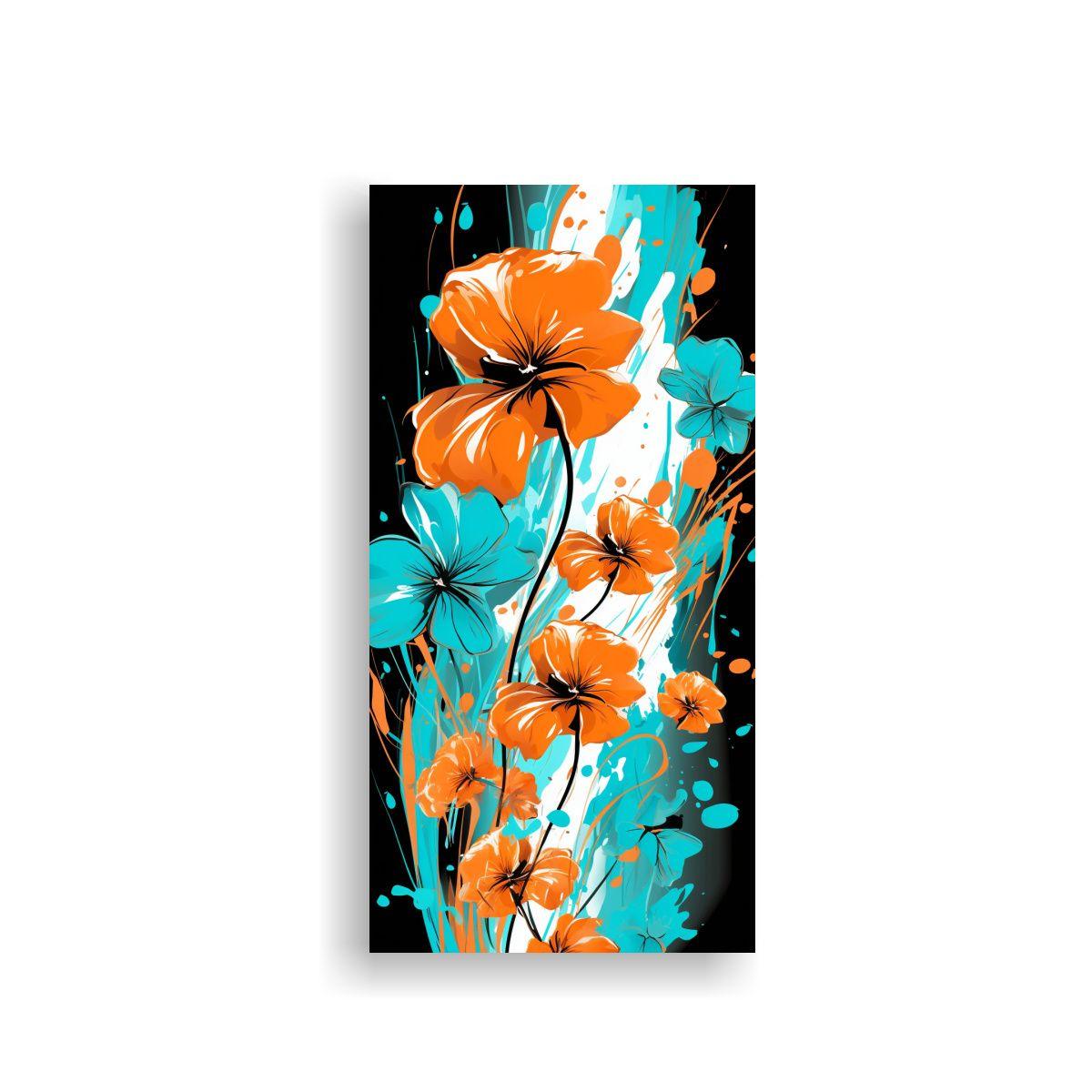 Pinturas Decorativas En Tonos Turquesa Y Naranja 80x160cm-0