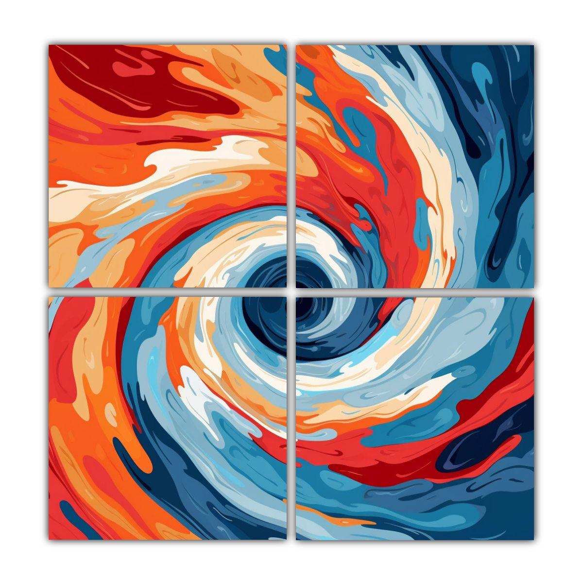 Cuatro Lienzos Whirlpool Impresionante 80x80 Cm-0