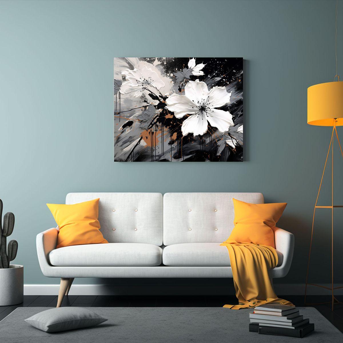 Cuadro Horizontal Con Textura En Blanco Y Negro Para Un Ambi 120x80cm-2