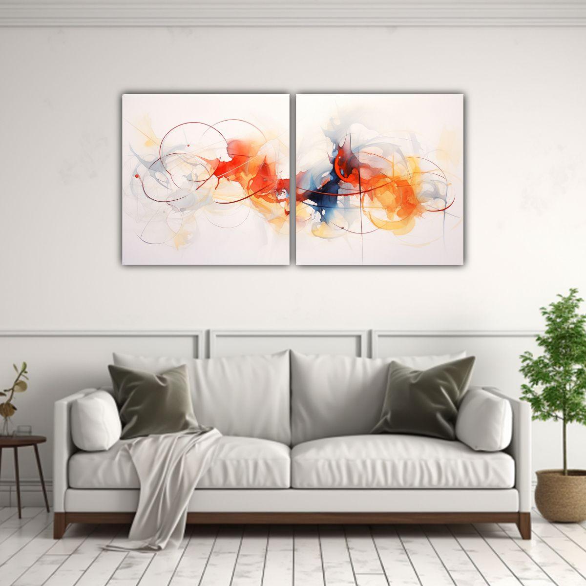 Cuadro Decorativo Acuarela Abstracta Equilibrada 140x70 Cm-2