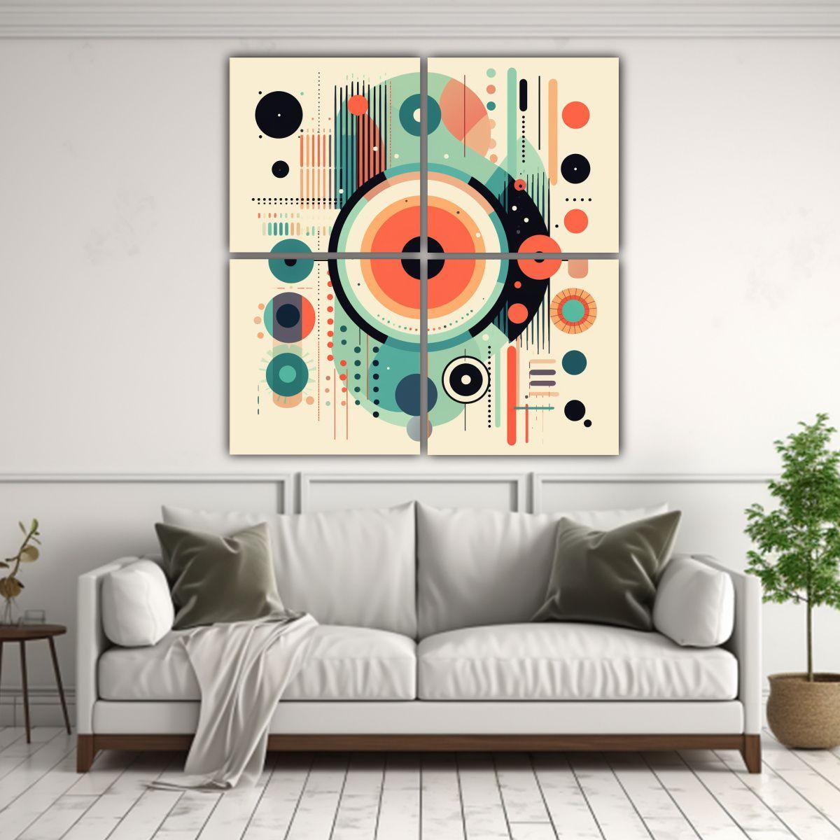 Arte De Pared Abstracto Con Líneas, Puntos Y 40x40 Cm-2