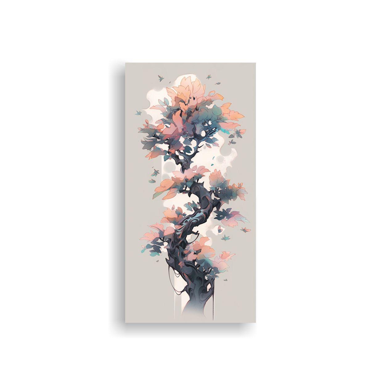 Pintura Mural Oak Tree En Tonos Suaves, Atmósfera 80x160cm-0