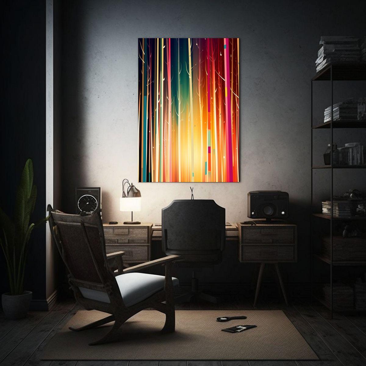 Pintura En Bastidor Arte Gráfico Bosque De Álamos Estilo A 40x50cm-2