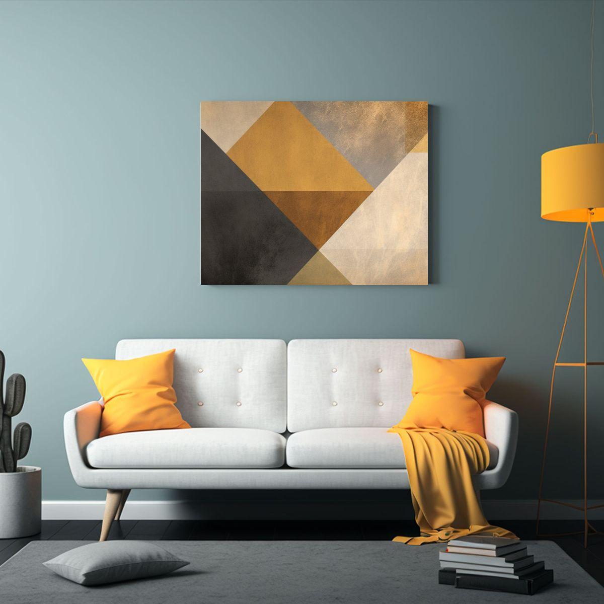 Arte Impactante: Geometría Oro Y Beige En Fondo Estilizado 45x30cm-2