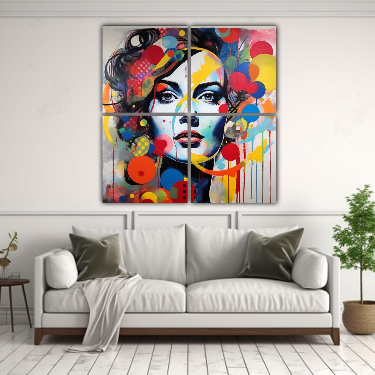4 Pinturas Decorativas De Lienzo Mix &amp; Match 60x60 Cm-2